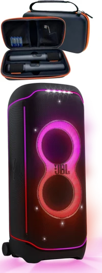 Sistem Karaoke JBL: PartyBox Ultimate + Microfoane fără fir PartyBox Wireless Mic + Husă de protecție